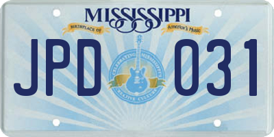 MS license plate JPD031
