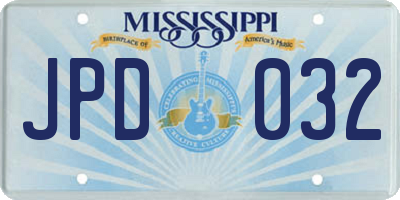 MS license plate JPD032