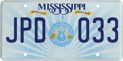 MS license plate JPD033