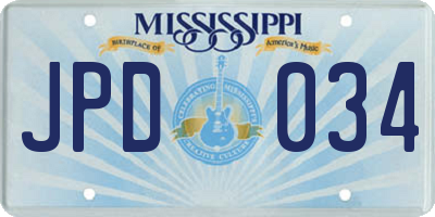 MS license plate JPD034