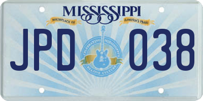 MS license plate JPD038