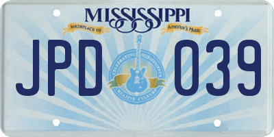MS license plate JPD039