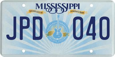 MS license plate JPD040