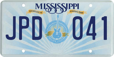 MS license plate JPD041