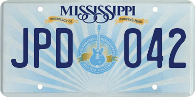 MS license plate JPD042