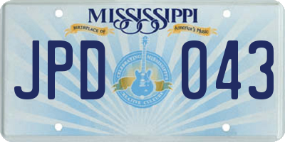 MS license plate JPD043