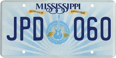 MS license plate JPD060