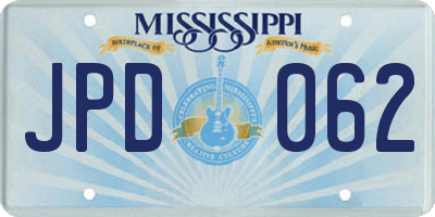 MS license plate JPD062