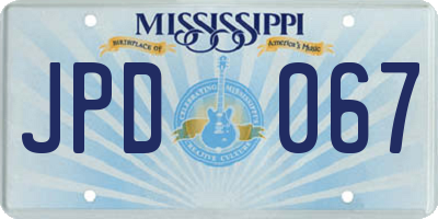 MS license plate JPD067