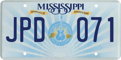 MS license plate JPD071