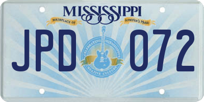 MS license plate JPD072