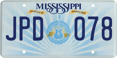 MS license plate JPD078