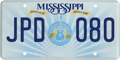 MS license plate JPD080