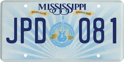 MS license plate JPD081