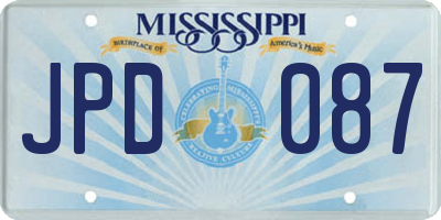 MS license plate JPD087
