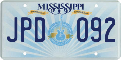 MS license plate JPD092