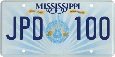 MS license plate JPD100
