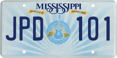 MS license plate JPD101