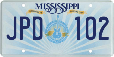 MS license plate JPD102