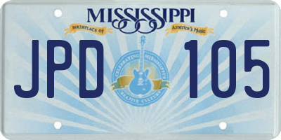 MS license plate JPD105