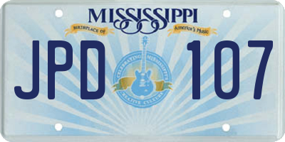 MS license plate JPD107