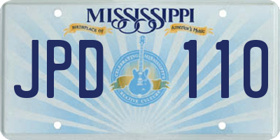 MS license plate JPD110