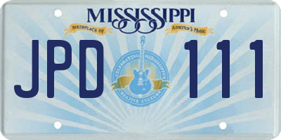 MS license plate JPD111