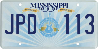 MS license plate JPD113