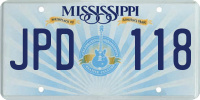 MS license plate JPD118