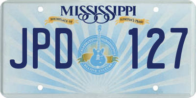 MS license plate JPD127