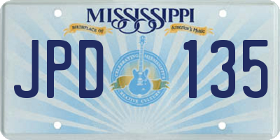 MS license plate JPD135