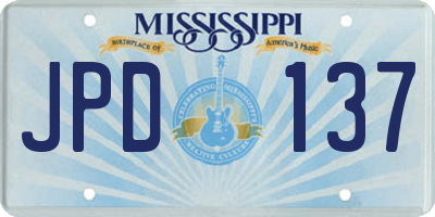 MS license plate JPD137