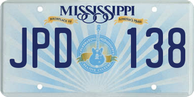 MS license plate JPD138