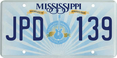MS license plate JPD139