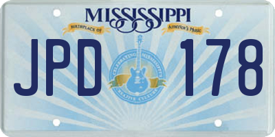 MS license plate JPD178
