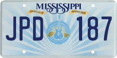 MS license plate JPD187