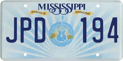 MS license plate JPD194
