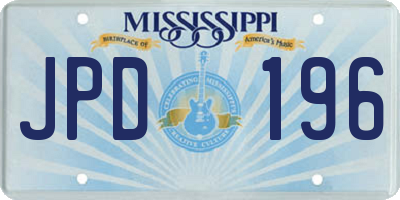 MS license plate JPD196