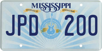 MS license plate JPD200