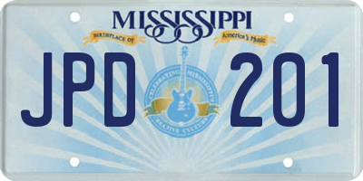 MS license plate JPD201