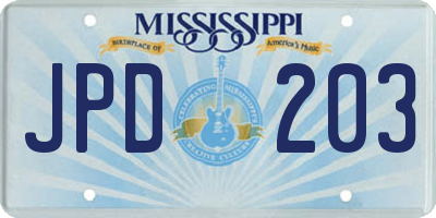 MS license plate JPD203