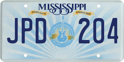 MS license plate JPD204