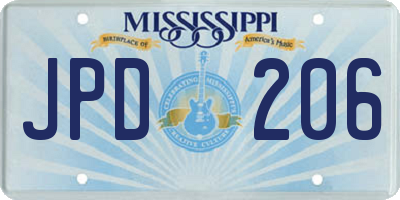MS license plate JPD206