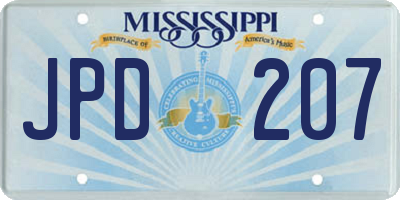 MS license plate JPD207