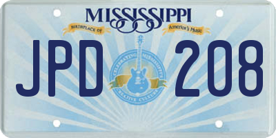 MS license plate JPD208