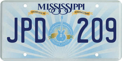 MS license plate JPD209