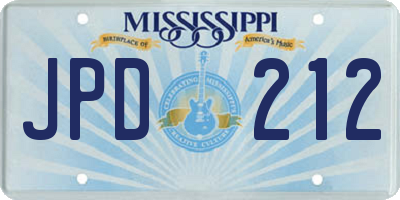 MS license plate JPD212