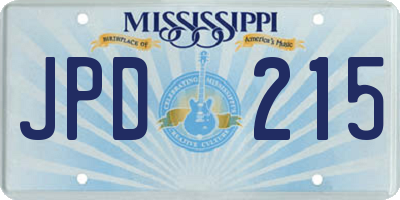 MS license plate JPD215