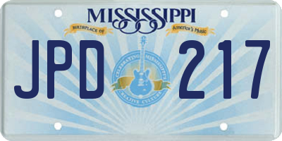 MS license plate JPD217