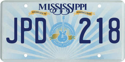 MS license plate JPD218